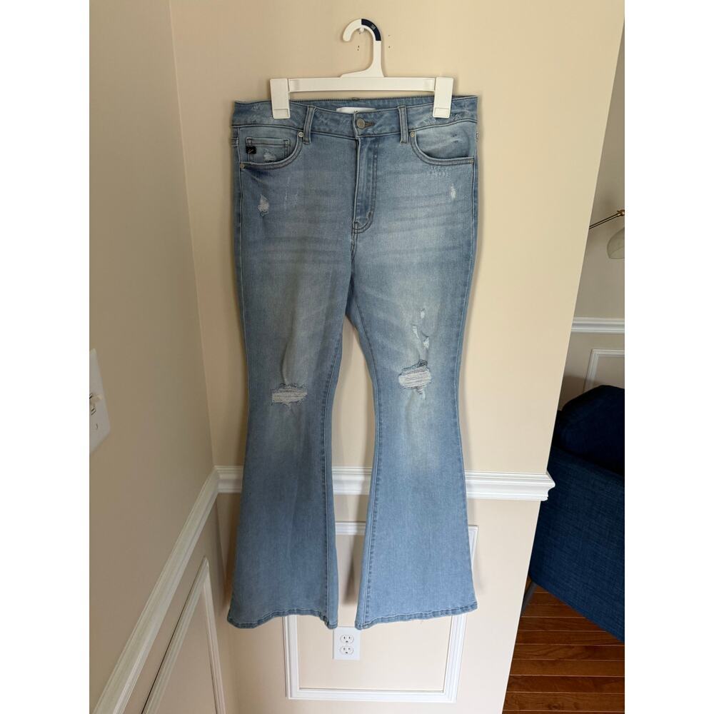 KanCan | Light Wash Denim Flare Distressed Jeans Sz 11/29 Western Preppy - Picture 2 of 9